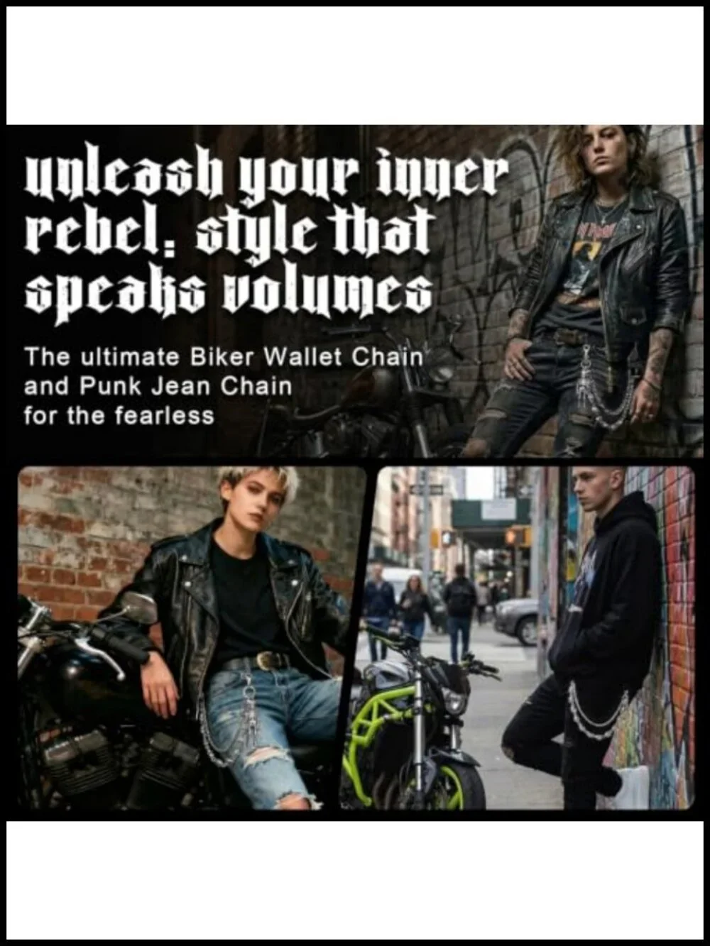 Nickel-Plated Metal Skull Wallet Chain 61.5cm Punk Biker Jean Chain